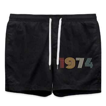 1974 Rétro Style 1974 Anniversaire 1974 Vintage - Short de bain - noir - Devant - AI Model Male 185 light (185cm)