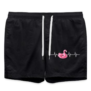 Heartbeat in Pink - Flamingo Edition - Badeshorts - Schwarz - Vorne - AI Model Male 185 light (185cm)