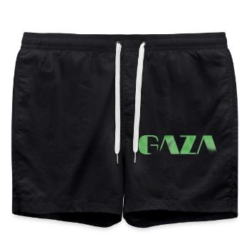 vintage Gaza Text grün - Badeshorts - Schwarz - Vorne - AI Model Male 185 light (185cm)