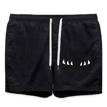 mund zaehne maul kopf gesicht klein monster horror - Badeshorts - Schwarz - Vorne - AI Model Male 185 light (185cm)