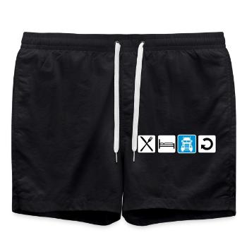 logo manger dormir conduire répéter camion camion camion fe - Short de bain - noir - Devant - AI Model Male 185 light (185cm)