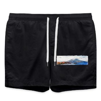 Naples, Vésuve et Castel dell'Ovo - Short de bain - noir - Devant - AI Model Male 185 light (185cm)