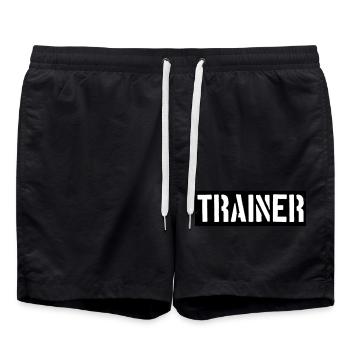 Coach logo design - Swim Trunks - black - Front - AI Model Male 185 light (185cm)