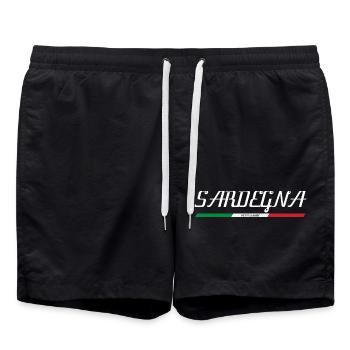SARDINIA SARDEGNA ITALY ITALIA HOLIDAY ISLAND (w) - Swim Trunks - black - Front - AI Model Male 185 light (185cm)