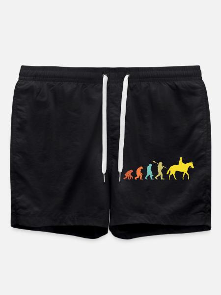 Vintage Evolution Pferd Reiter Geschenk - Badeshorts - Schwarz