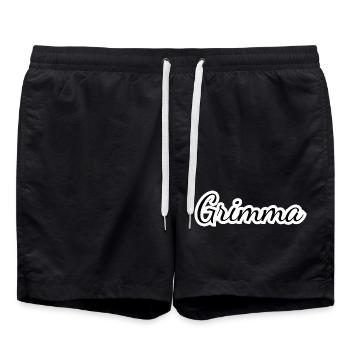 Grimma - Textdesign mit Stadtnamen - Badeshorts - Schwarz - Vorne - AI Model Male 185 light (185cm)