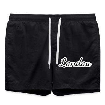 Landau - Textdesign mit Stadtnamen - Badeshorts - Schwarz - Vorne - AI Model Male 185 light (185cm)