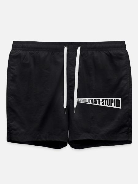 not antisocial anti stupid - Swim Trunks - black