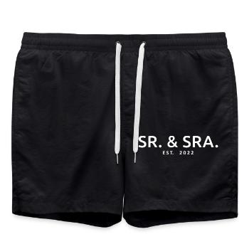Sr. & Sra. Est. 2022 - Hochzeitsgeschenk für Männer & Frauen - Badeshorts - Schwarz - Vorne - AI Model Male 185 light (185cm)