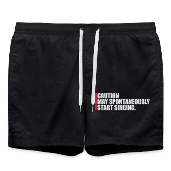 may spontaneously start singing - Swim Trunks - black - Front - AI Model Male 185 light (185cm)