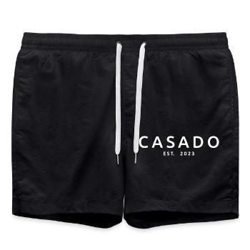 2023 Hochzeitsfeier des Verlobungsbräutigams - Badeshorts - Schwarz - Vorne - AI Model Male 185 light (185cm)