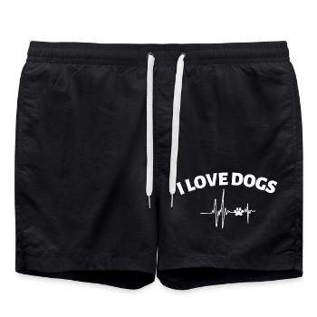 J’aime les chiens Ich liebe Hunde Hundemensch - Short de bain - noir - Devant - AI Model Male 185 light (185cm)