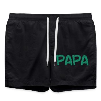 ALLES GUTE ZUM GEBURTSTAG, PAPA. PAPA. VATERTAG. ALLES GUTE ZUM GEBURTSTAG! - Badeshorts - Schwarz - Vorne - AI Model Male 185 light (185cm)