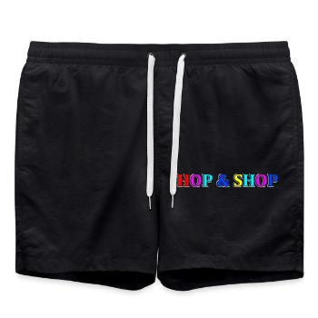 Hüpfen und Einkaufen - Badeshorts - Schwarz - Vorne - AI Model Male 185 light (185cm)