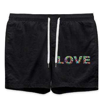 LOVE Zotteliges Fell Bunt - Badeshorts - Schwarz - Vorne - AI Model Male 185 light (185cm)