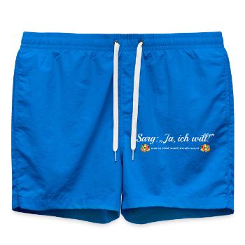 Coffin Yes, I do, funny saying bachelor party, marriage - Swim Trunks - cobalt blue - Front