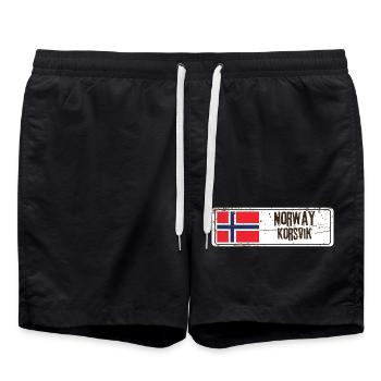 Korsvik Norway Flag - Swim Trunks - black - Front - AI Model Male 185 light (185cm)