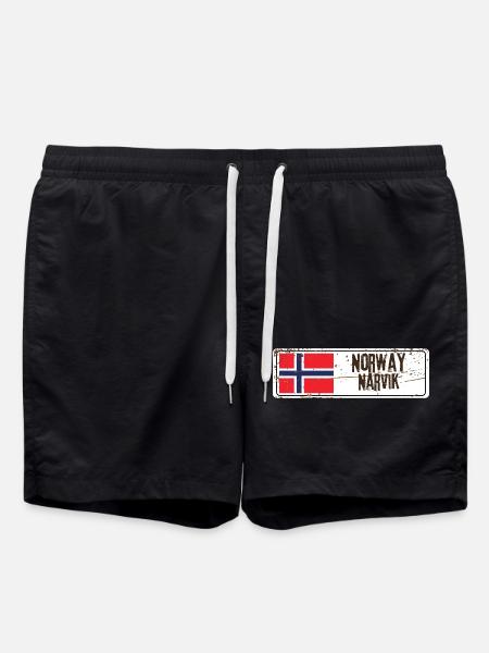 Narvik Norway Flag - Swim Trunks - black