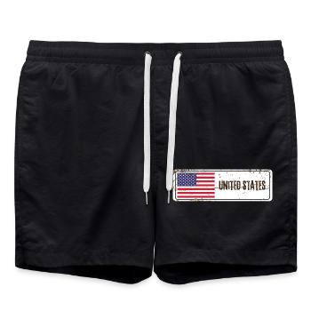 United States Flag - Swim Trunks - black - Front - AI Model Male 185 light (185cm)