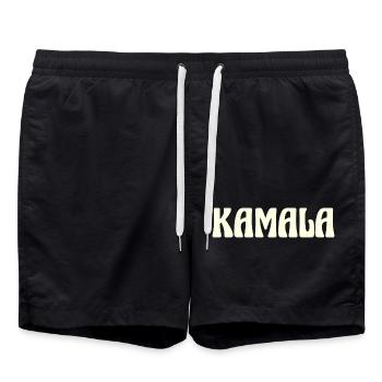 Kamala Name Text - Badeshorts - Schwarz - Vorne - AI Model Male 185 light (185cm)