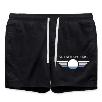 Ich liebe Altai Republik, Eleganz Stil Design T-Sh - Badeshorts - Schwarz - Vorne - AI Model Male 185 light (185cm)