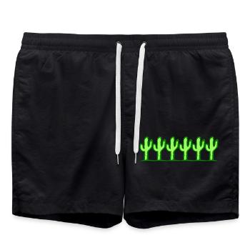 Lots of Cacti Desert Funny 6 Cactus Row Team Fun - Swim Trunks - black - Front - AI Model Male 185 light (185cm)