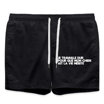 I work hard for my dog to have life deserves - Swim Trunks - black - Front - AI Model Male 185 light (185cm)