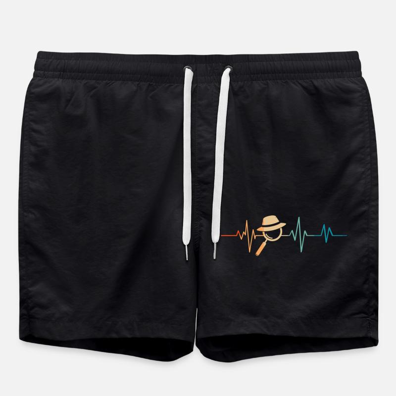 Retro Heartbeat Lupe - Badeshorts - Schwarz