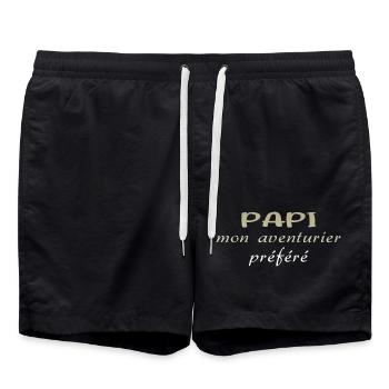 PAPI PAPA GRAND PERE HUMOUR PAPY BLAGUE - Short de bain - noir - Devant - AI Model Male 185 light (185cm)