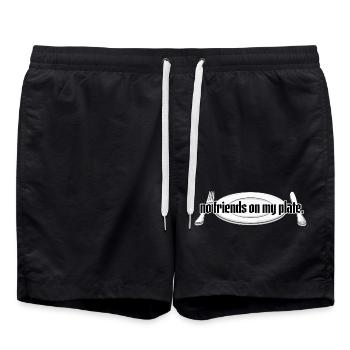 No friends on my plate // Illustration - Badeshorts - Schwarz - Vorne - AI Model Male 185 light (185cm)