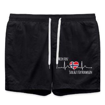 Mein Herz schlägt für Norwegen Skandinavien - Badeshorts - Schwarz - Vorne - AI Model Male 185 light (185cm)