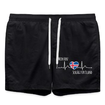 Mein Herz schlägt für Island Skandinavien - Badeshorts - Schwarz - Vorne - AI Model Male 185 light (185cm)