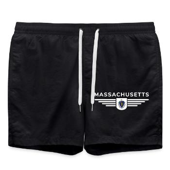 Massachusetts Fan T-Shirt – Stylisch & Einzigartig - Badeshorts - Schwarz - Vorne - AI Model Male 185 light (185cm)