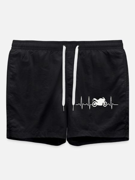 Motorcycle Heartbeat – ECG Pulse Line - Swim Trunks - black