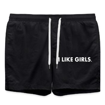 I like girls - Badeshorts - Schwarz - Vorne - AI Model Male 185 light (185cm)