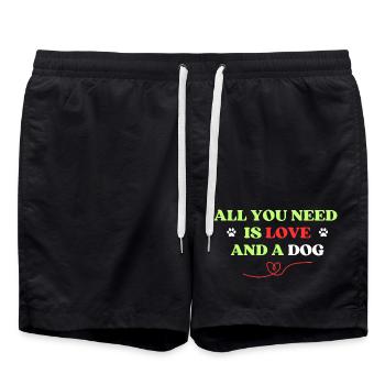 Chien disant chien disant chien chien amoureux - Short de bain - noir - Devant - AI Model Male 185 light (185cm)