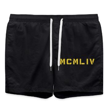 Roman numeral year of birth Made in 1954 - Swim Trunks - black - Front - AI Model Male 185 light (185cm)