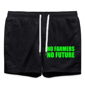 No farmers no future - Short de bain - noir - Devant - AI Model Male 185 light (185cm)