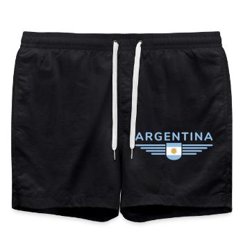 Argentina Outfit Clothing T-Shirt Design - Swim Trunks - black - Front - AI Model Male 185 light (185cm)