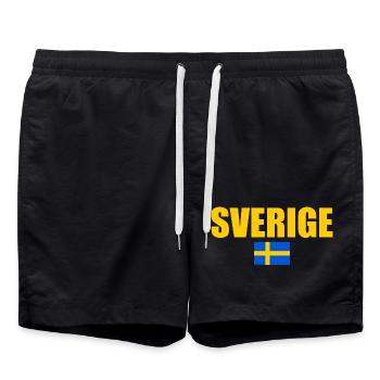 Schweden flagge - Badeshorts - Schwarz - Vorne - AI Model Male 185 light (185cm)