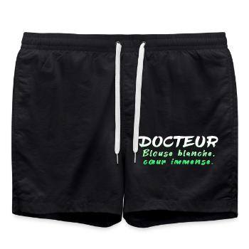 Doctor, doctor, nurse, health and white coat - Swim Trunks - black - Front - AI Model Male 185 light (185cm)