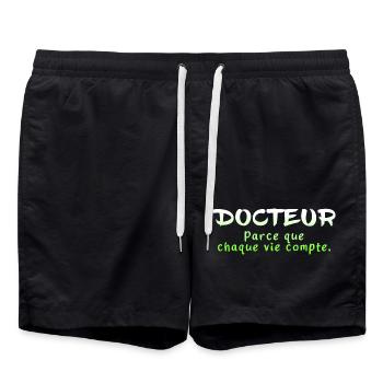 Doctor, doctor, nurse, health and white coat - Swim Trunks - black - Front - AI Model Male 185 light (185cm)