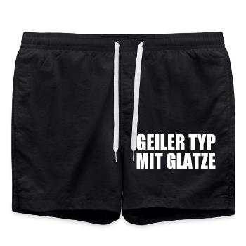 geiler typ mit glatze - Badeshorts - Schwarz - Vorne - AI Model Male 185 light (185cm)