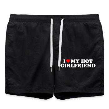 I Love My Hot Girlfriend Valentine's Day Gift - Swim Trunks - black - Front - AI Model Male 185 light (185cm)