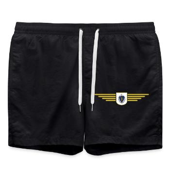 Massachusetts Fan T-Shirt – Stylisch & Einzigartig - Badeshorts - Schwarz - Vorne - AI Model Male 185 light (185cm)