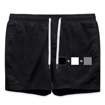 Noir + Blanc = Rayé – Oblique - Short de bain - noir - Devant - AI Model Male 185 light (185cm)