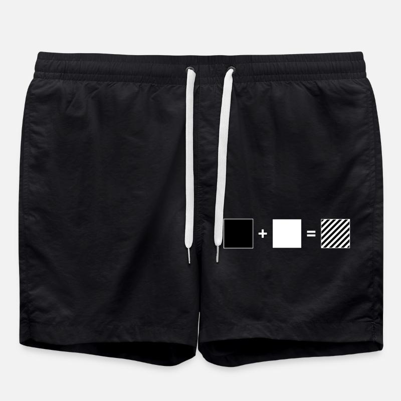 Black + White = Striped – Oblique - Swim Trunks - black