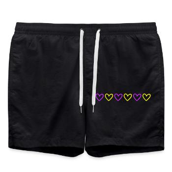 Hearts Line Colorful - Swim Trunks - black - Front - AI Model Male 185 light (185cm)