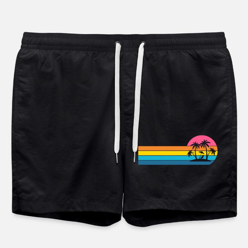 Island Palm Trees - Swim Trunks - black