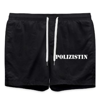 Polizistin Offizier Polizei Sicherheit Geschenk - Badeshorts - Schwarz - Vorne - AI Model Male 185 light (185cm)
